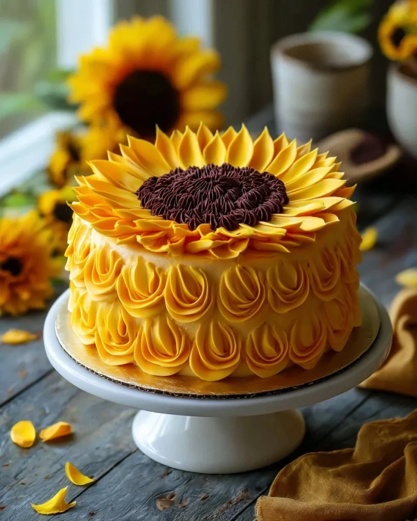 Delicious Sunflower Delight Cake with colorful frosting and sunflower decorations