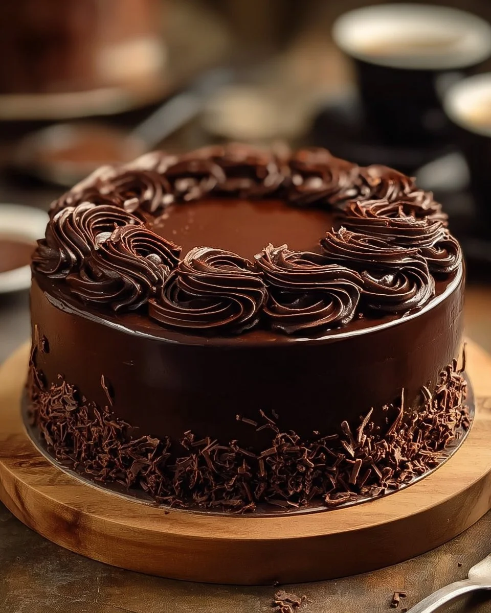 Super moist chocolate cake with rich chocolate ganache frosting