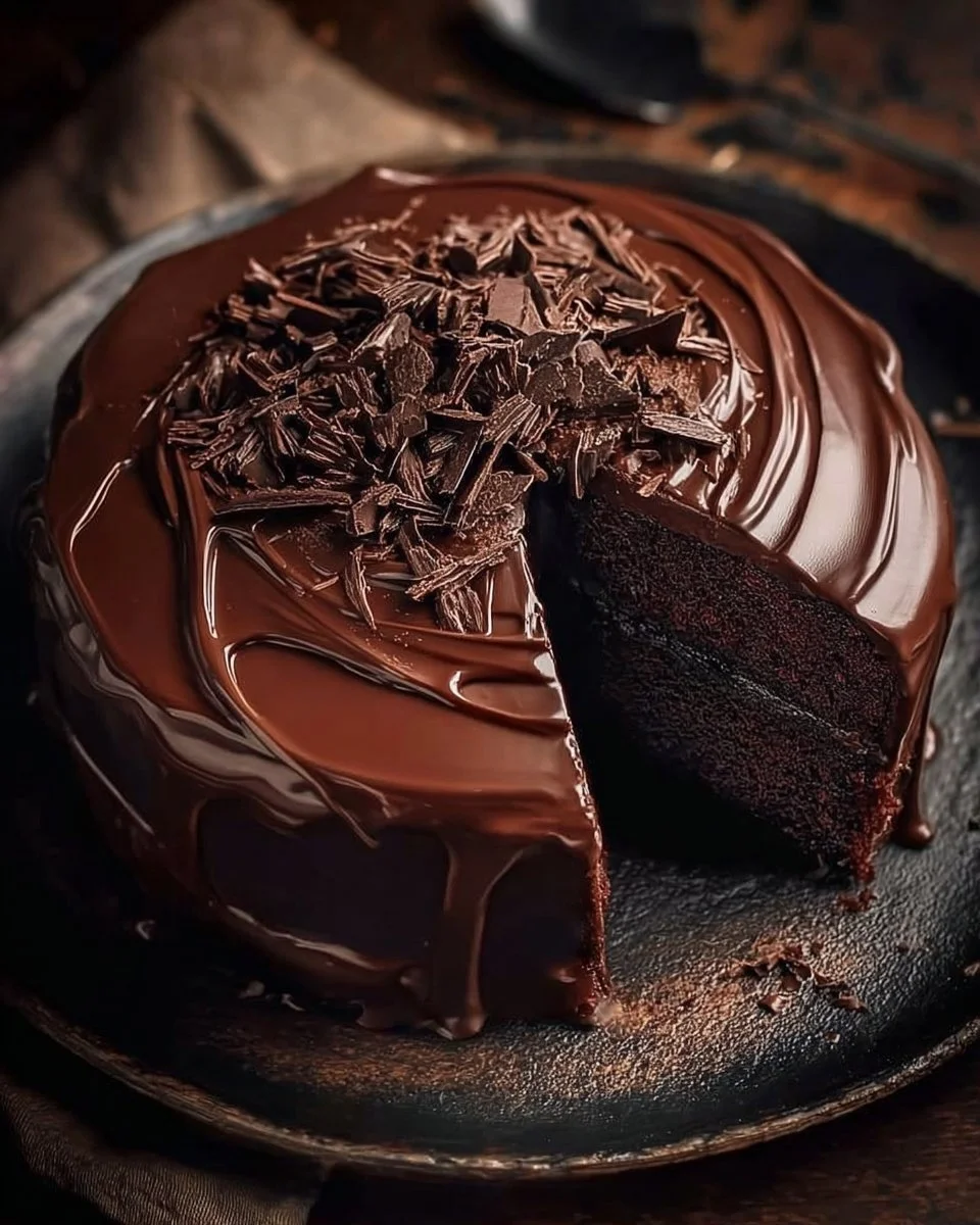 Super moist chocolate cake with chocolate ganache topping