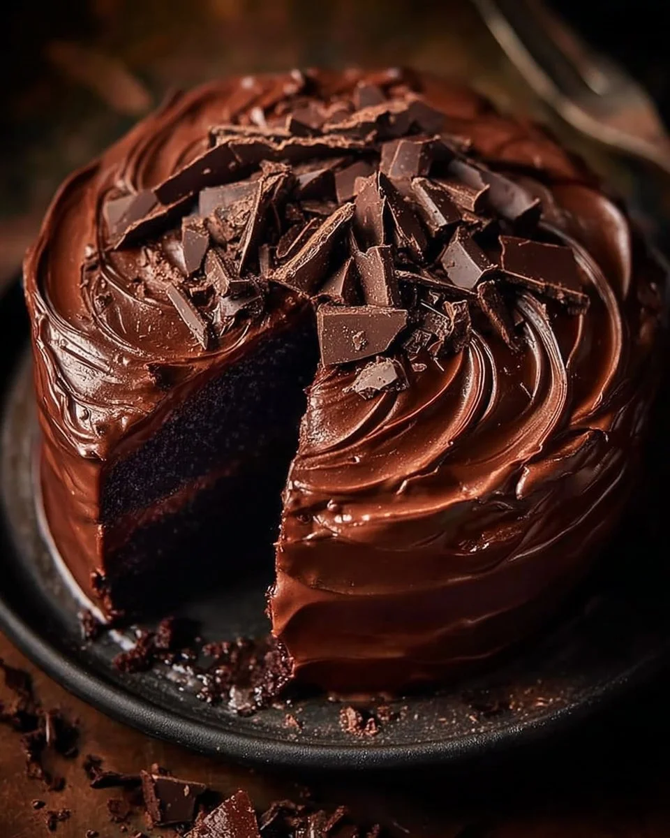 Super moist chocolate cake with chocolate ganache topping.
