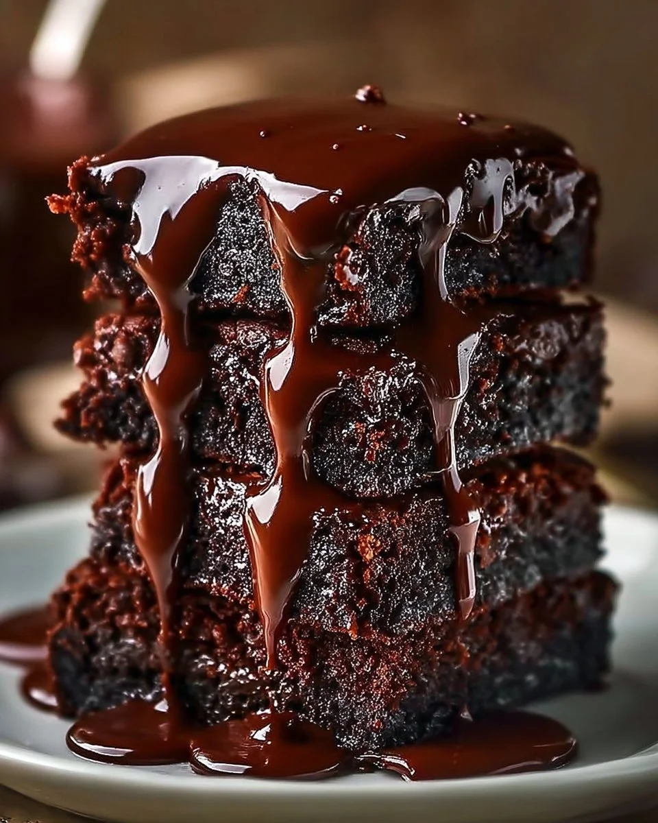 Super moist chocolate cake with a rich chocolate ganache topping