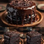 Super moist chocolate cake with rich chocolate ganache topping