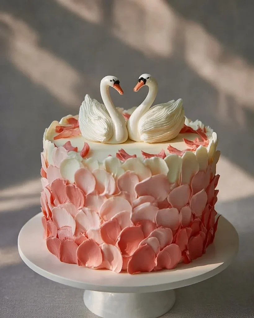 Elegant swan cake beautifully decorated for a special occasion