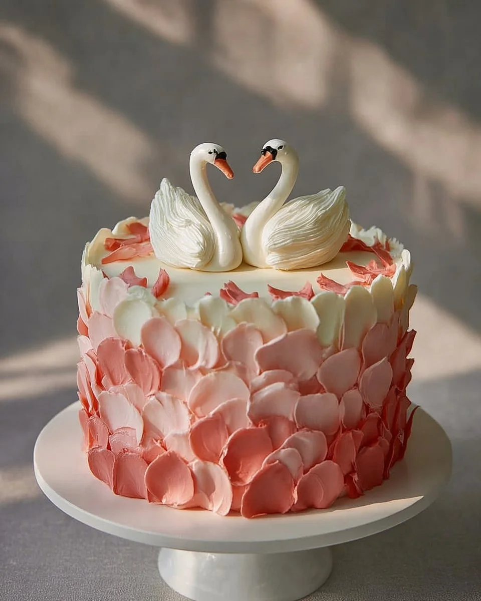 Elegant swan cake beautifully decorated for a special occasion
