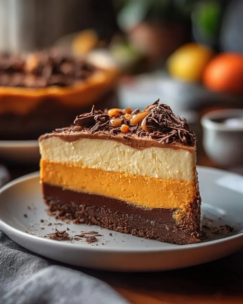 Delicious sweet potato cheesecake topped with whipped cream and a sprinkle of cinnamon.