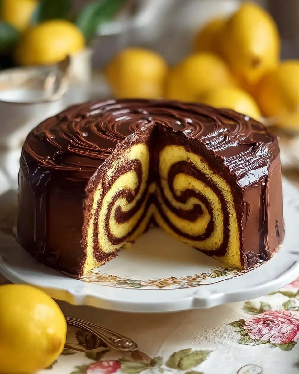 A decadent swirled dessert of chocolate and lemon delight.