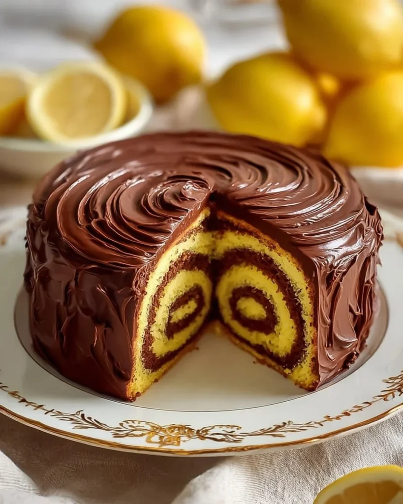 Swirling Chocolate Lemon Delight dessert with rich chocolate and lemon zest