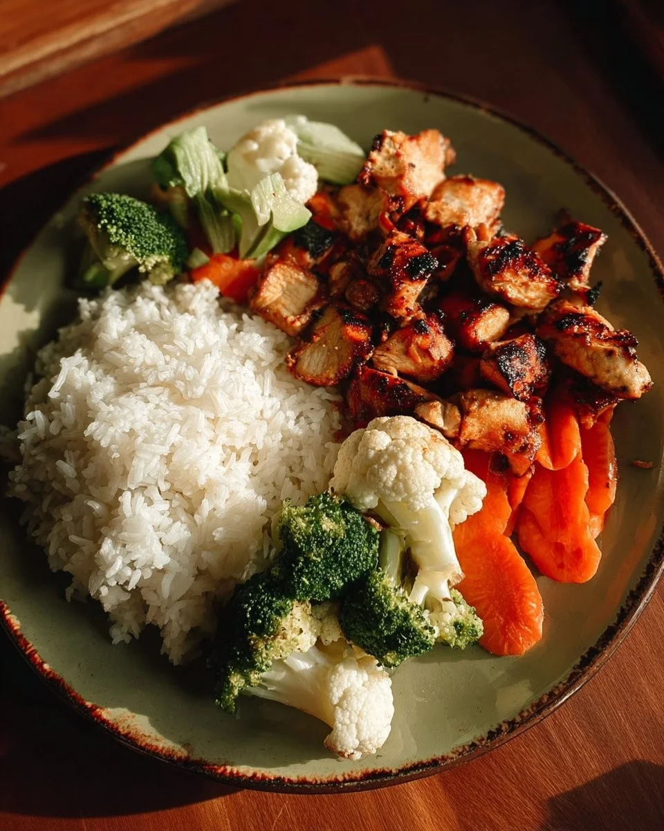Delicious Teriyaki Chicken Power Plate with colorful vegetables and rice