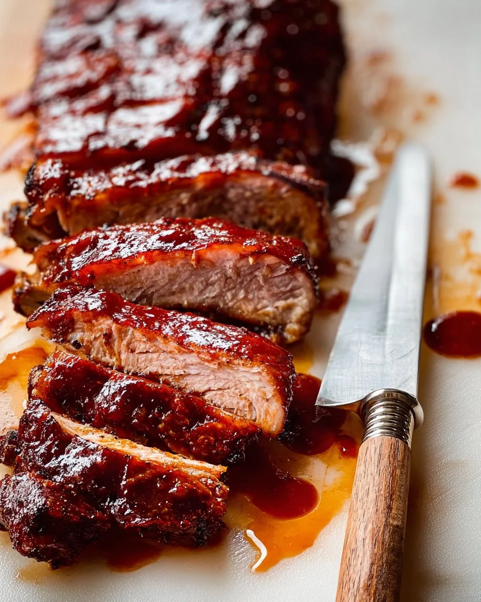 Deliciously cooked baby back ribs served with BBQ sauce