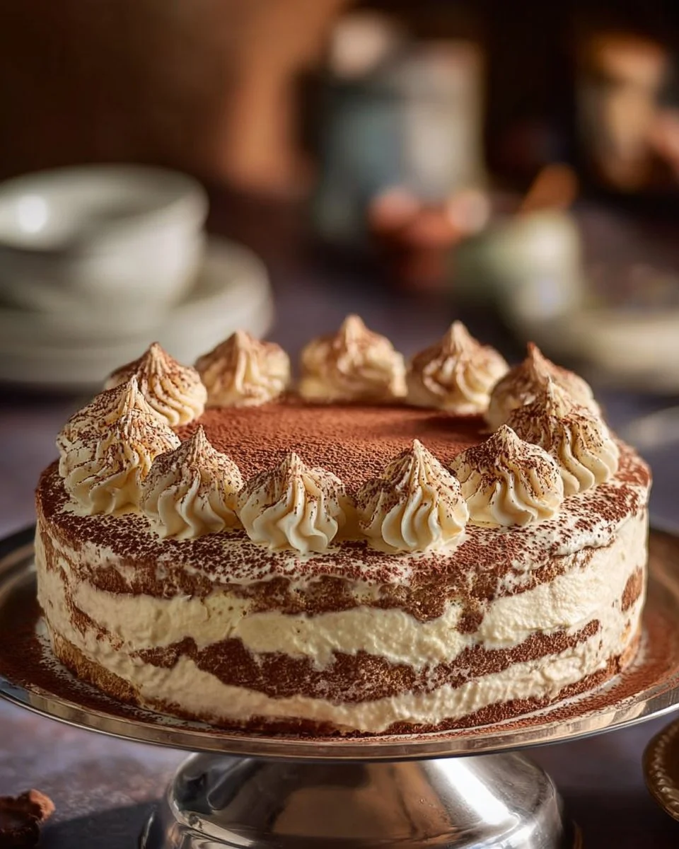 Delicious tiramisu ice cream cake with coffee flavors and creamy layers