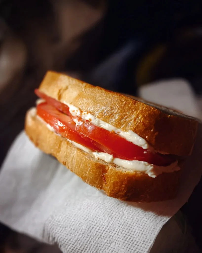 Delicious homemade Tomato Sandwich with fresh ingredients and crispy bread