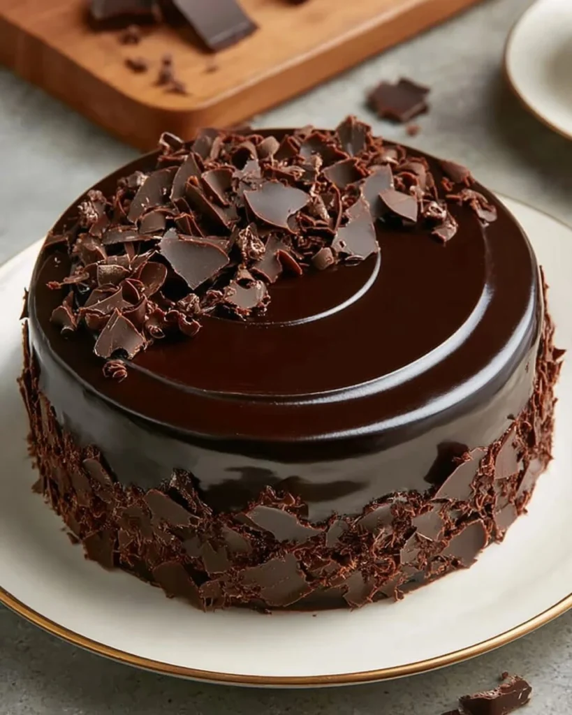 A decadent triple chocolate mousse cake with layers of rich chocolate.