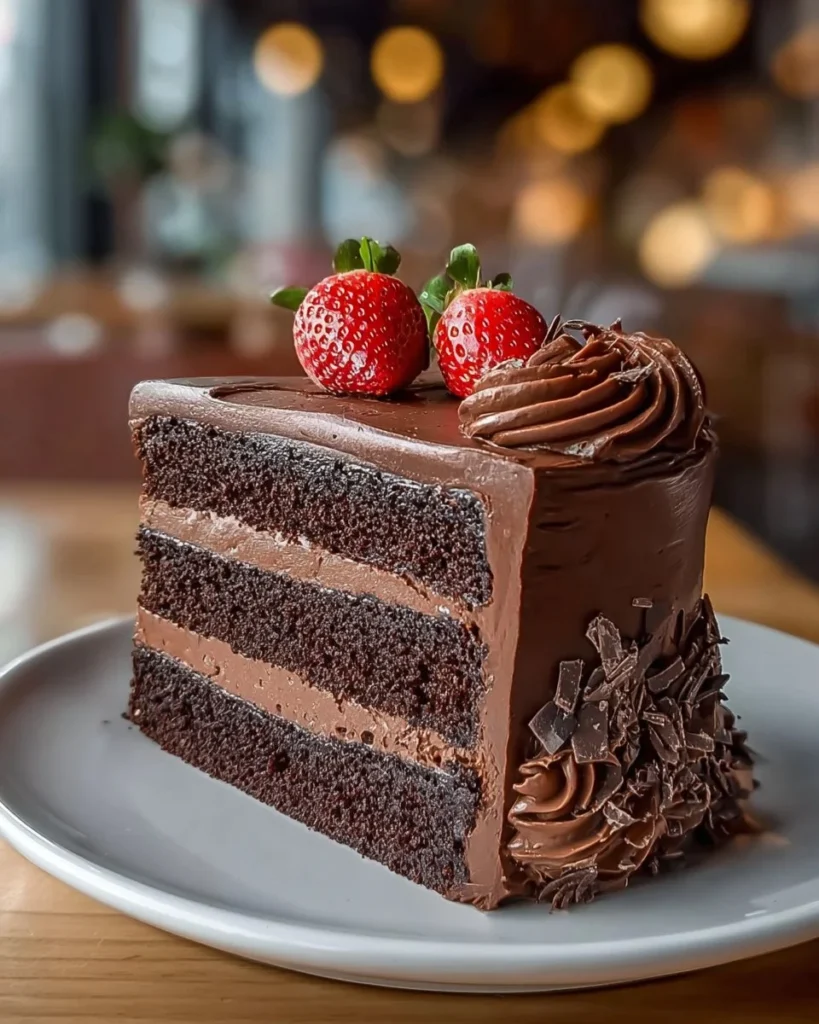 Slices of Triple Chocolate Mousse Cake showcasing rich layers of chocolate mousse