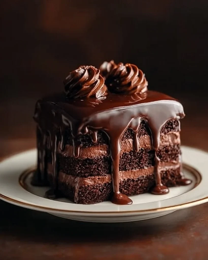 Triple Chocolate Mousse Cake featuring rich layers of chocolate and creamy mousse