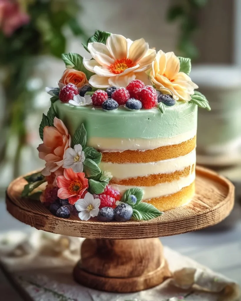 Tropical Paradise Chiffon Cake with tropical fruit toppings