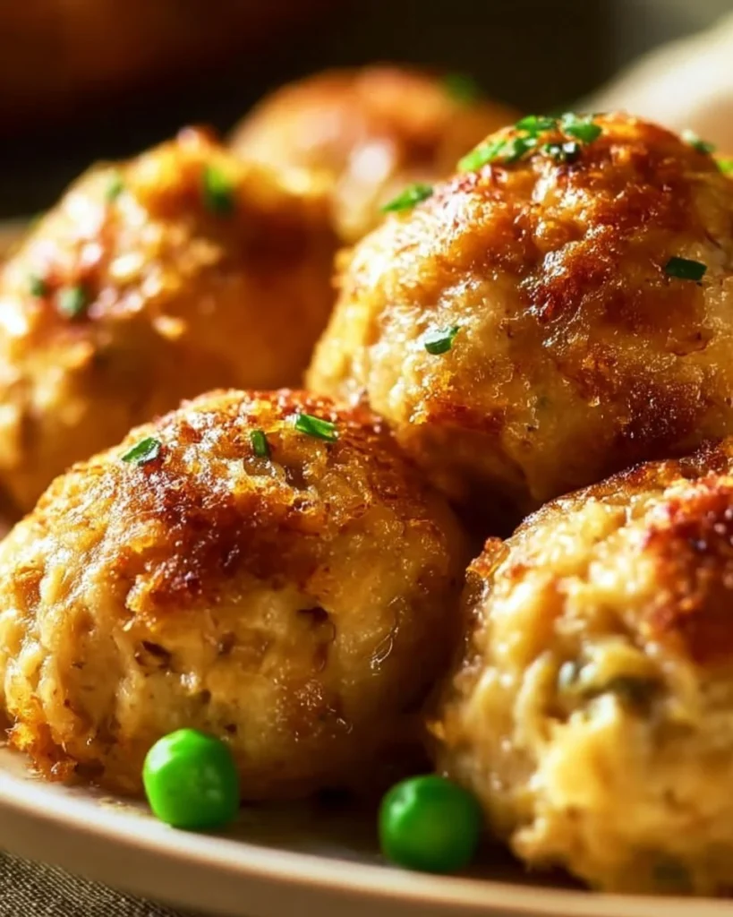 Savory Turkey Stuffing Balls served on a festive platter.