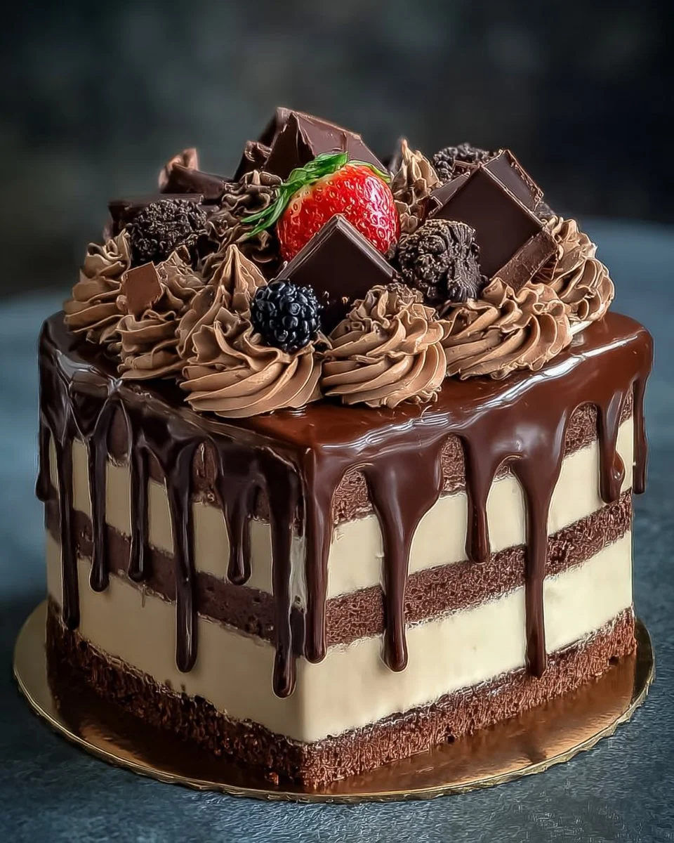 Delicious ultimate chocolate layer cake with rich frosting and layers