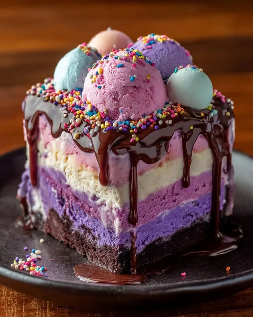 Delicious Galaxy Ice Cream Cake with vibrant colors and cosmic flavors