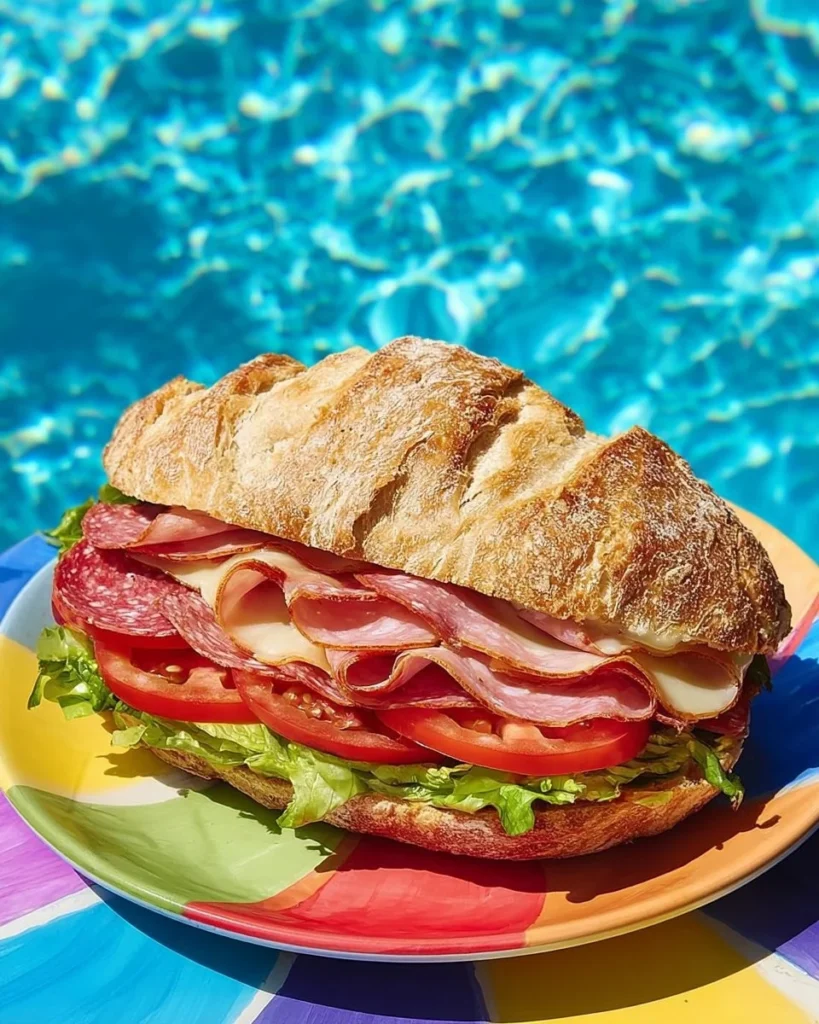 Ultimate Poolside Sandwich with fresh ingredients and vibrant colors