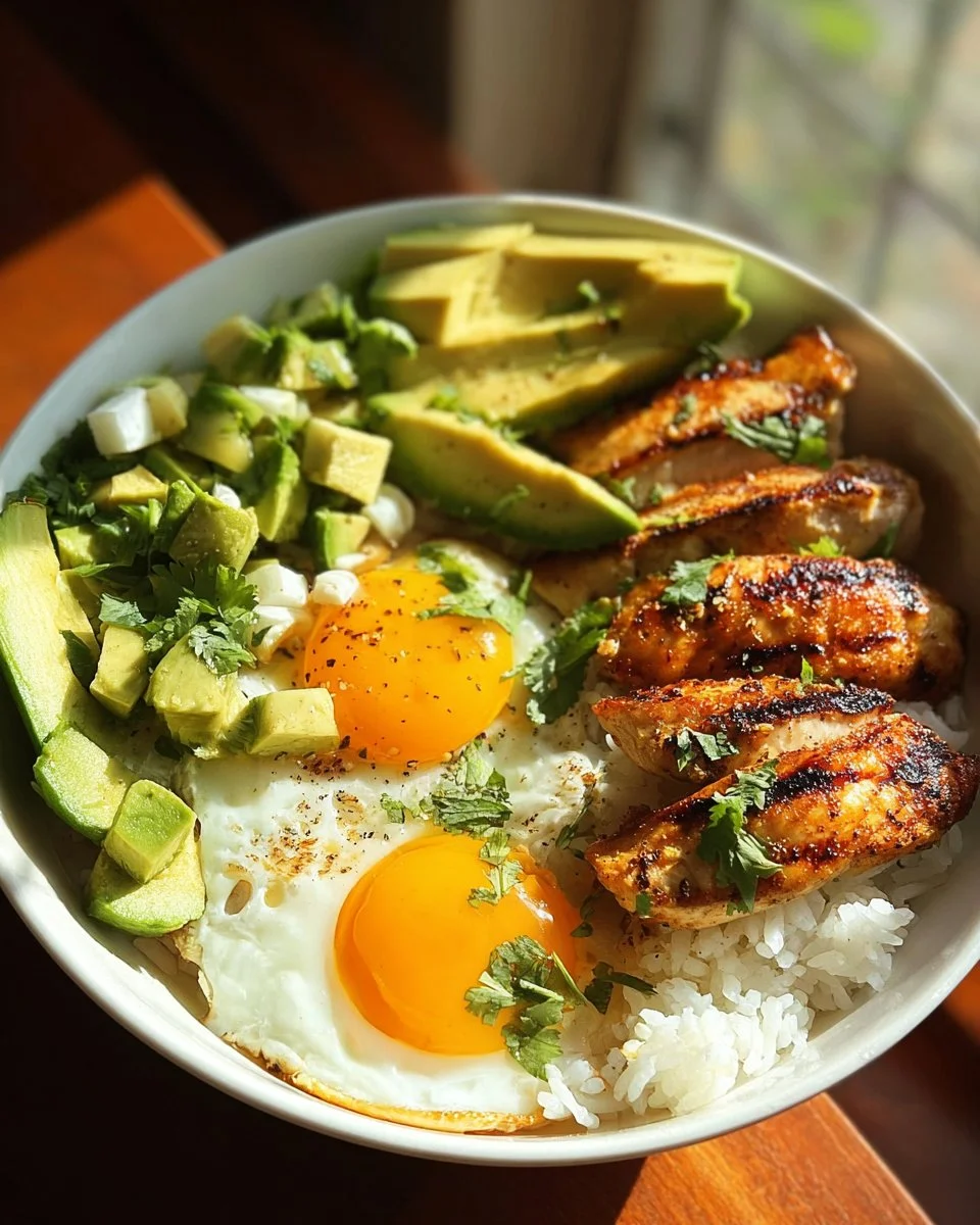 Protein-packed breakfast bowl filled with eggs, quinoa, and vegetables