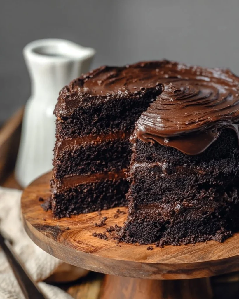 Ultimate rich chocolate layer cake with decadent frosting and layers.