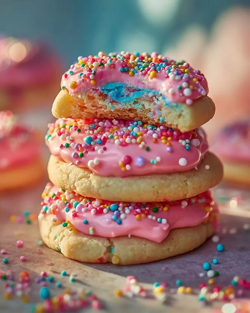 Colorful Unicorn Poop Cookies displayed on a festive plate