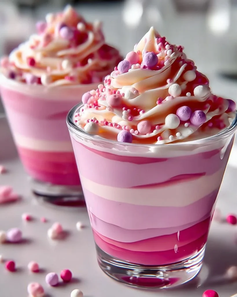 Delicious pink hot chocolate served in a Valentine’s Day themed mug.