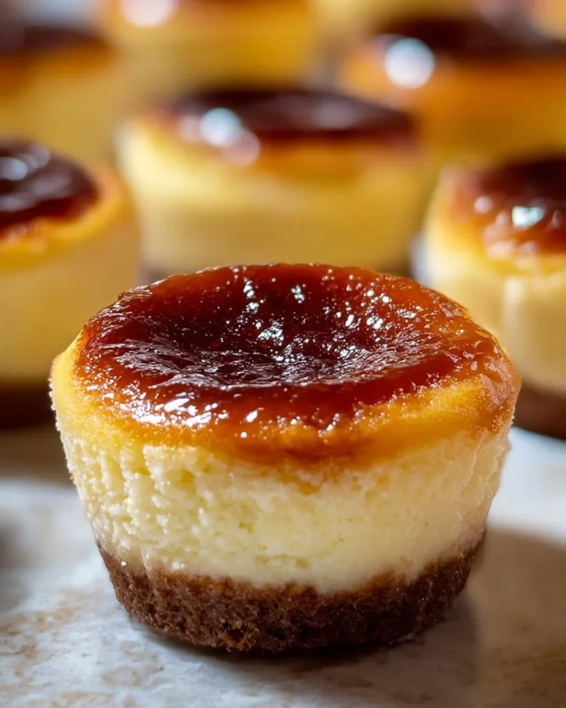 Delicious vanilla bean crème brûlée cupcakes with caramel topping