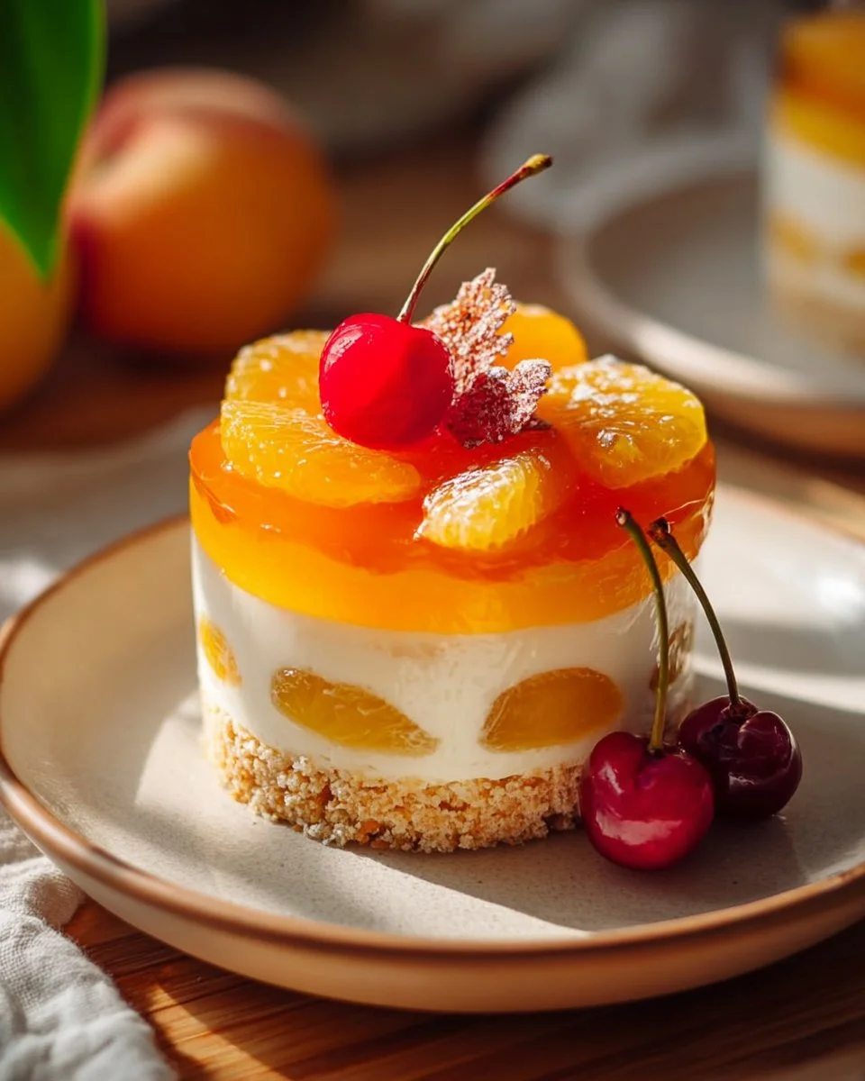 Delicious vegan apricot mini cheesecakes served on a plate