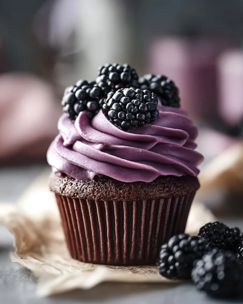 Vegan blackberry cashew frosting on a cake with fresh blackberries