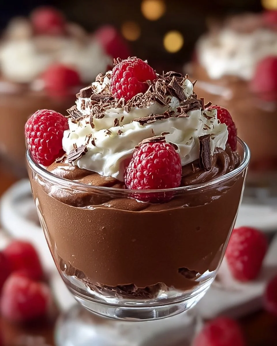 Whipped Chocolate Cheesecake Parfaits in elegant dessert cups