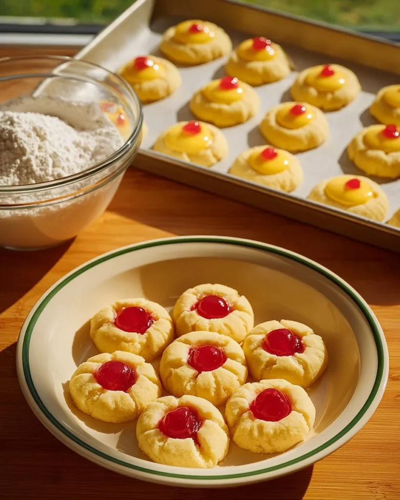 White Chocolate Cherry Shortbread Cookies on a plate, ready to enjoy
