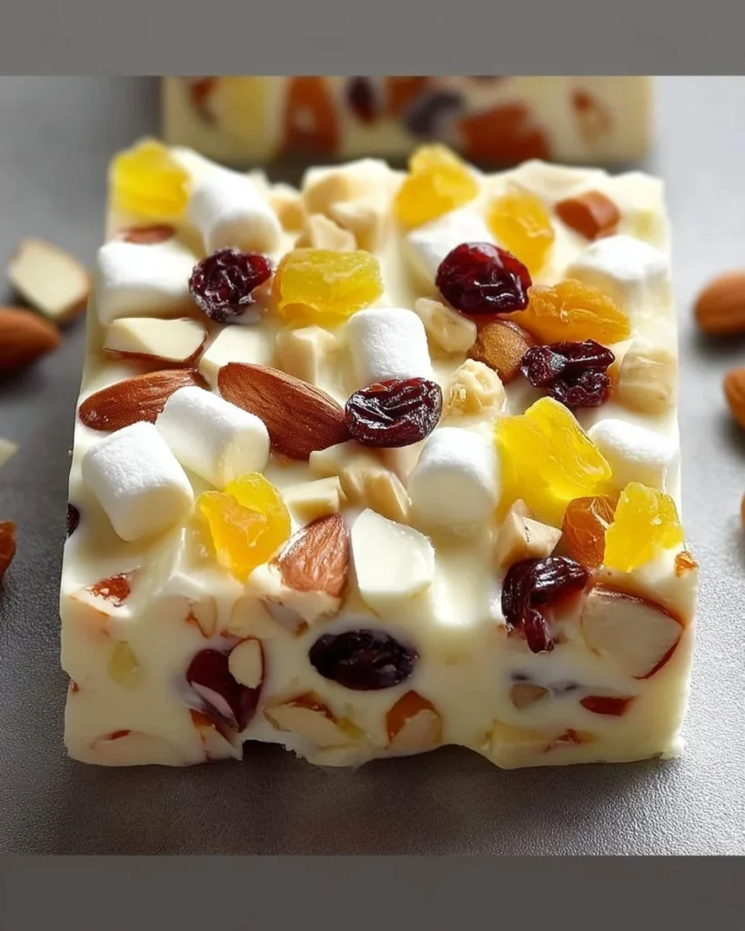Delicious homemade white chocolate fudge cut into squares on a plate.
