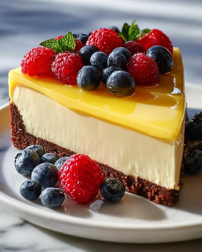Slice of Yellow Velvet White Chocolate Cheesecake with a smooth, creamy layer