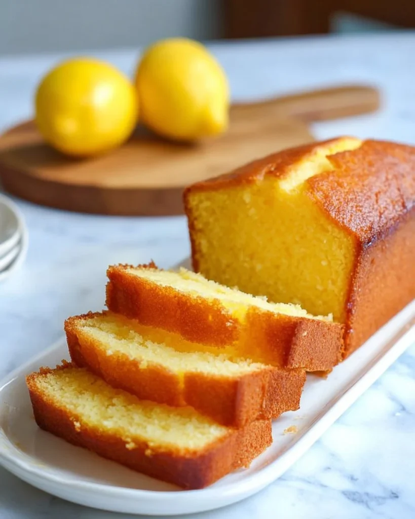 Deliciously baked zesty lemon loaf on a wooden table