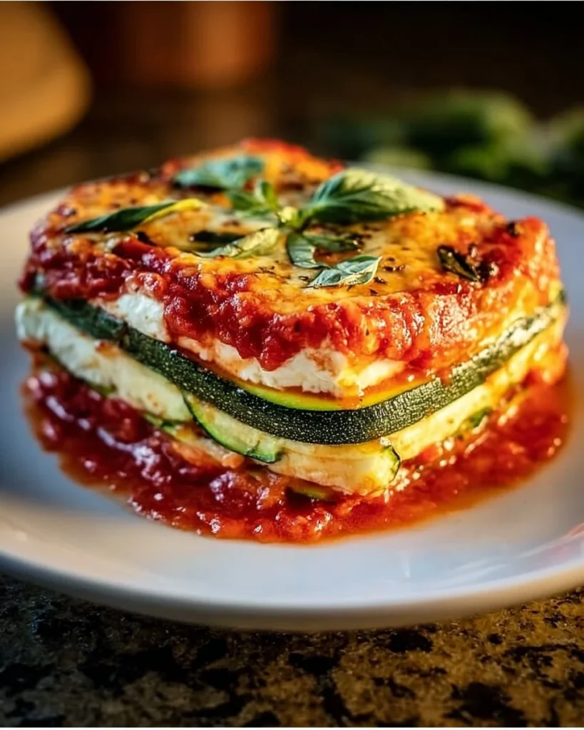 Zucchini ricotta melts topped with marinara sauce on a plate